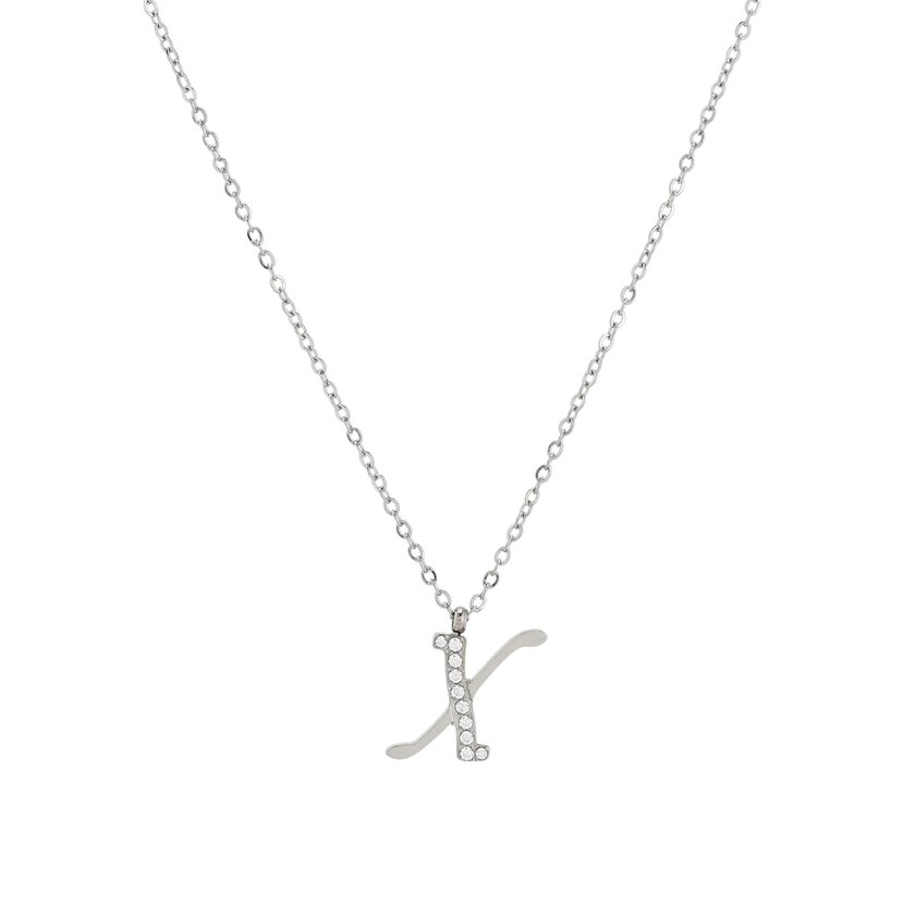 Collana acciaio e zirconitàs iniziale GB