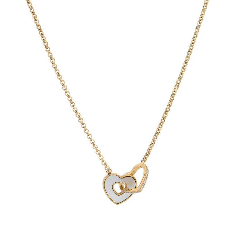 Collar de acero corazones con circonitas GB