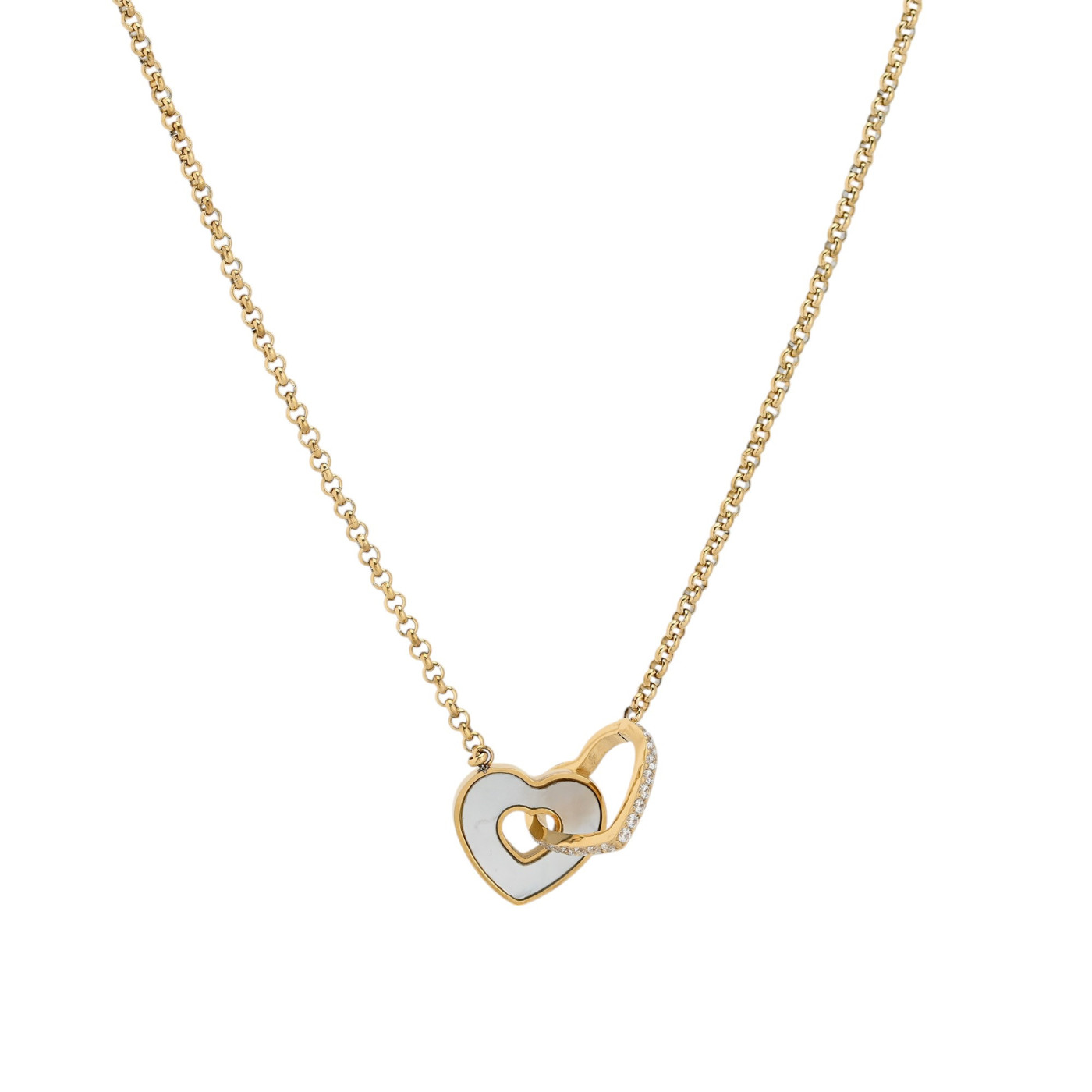 Collier en acier coeurs avec zircones GB