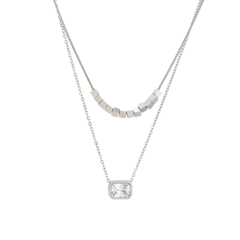 Collana doppia in acciaio rettangolo GB