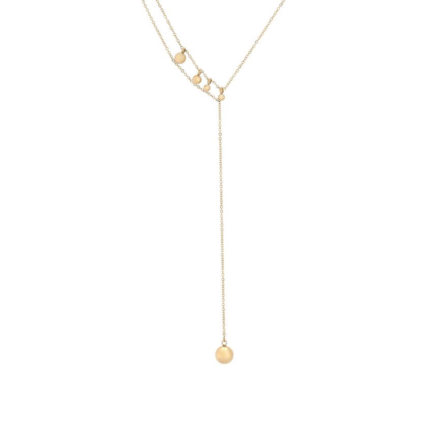 Collier en acier long avec boules GB
