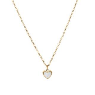 Collar de acero corazón nácar GB