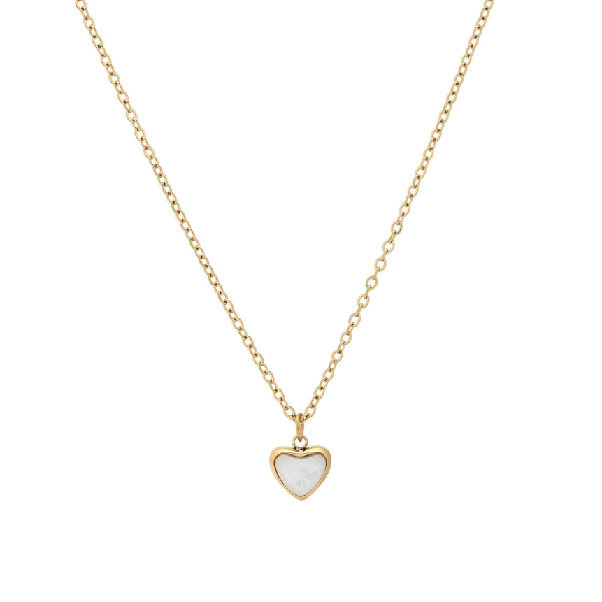 Collana in madreperla con cuore in acciaio GB