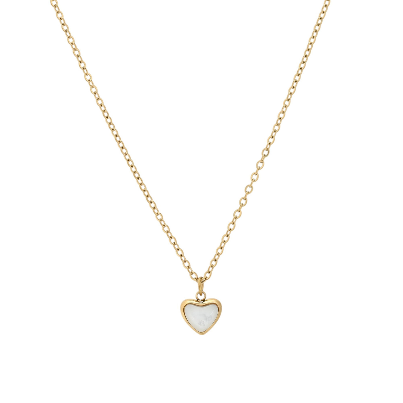 Necklace in steel heart mother of pearl GB