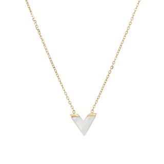 Collar de acero en V nácar GB