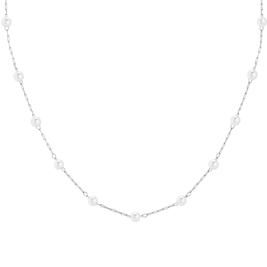 Steel necklace with small pearls GB