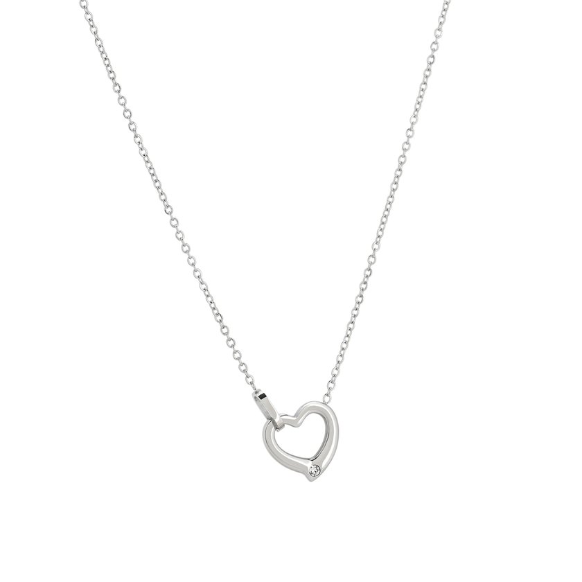 Collana cuore in acciaio con diamante GB