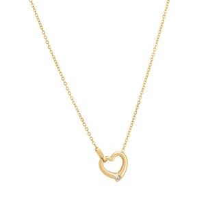 Collier coeur en acier avec diamant GB