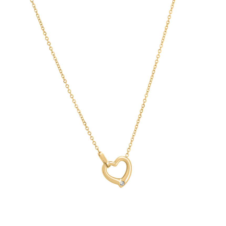 Collar corazón de acero con diamante GB