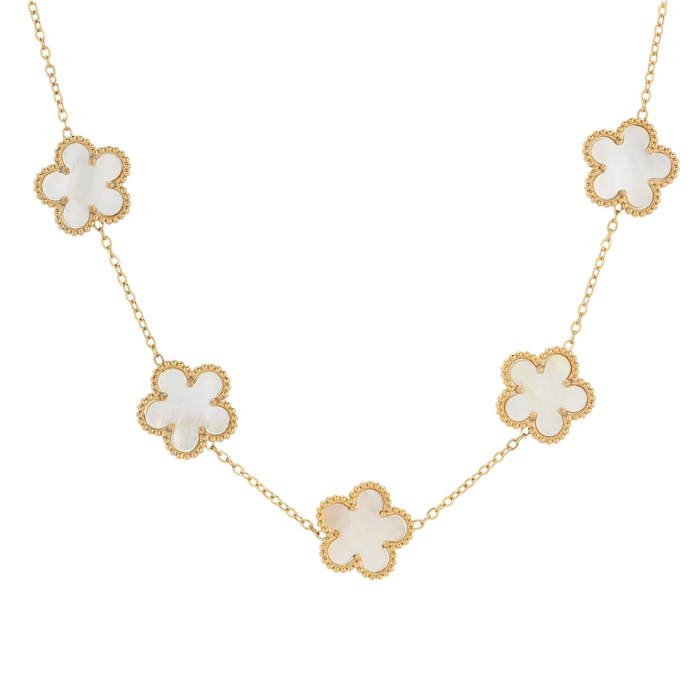 Collier en acier avec cinq trèfles blancs