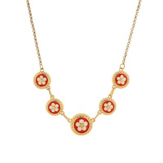 Collier plaqué or 5 fleurs traditionnelles GB
