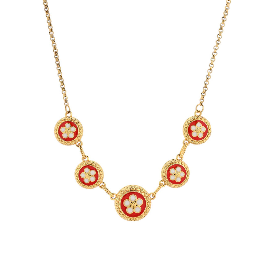 Colar banho ouro 5 flores tradicionais GB