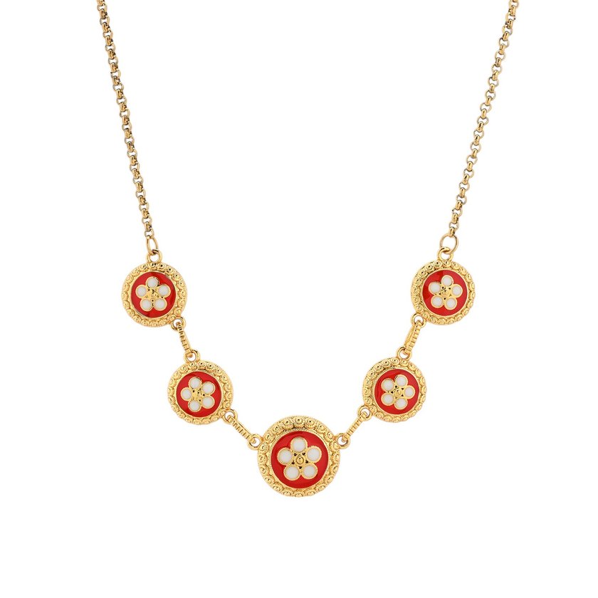 Collier plaqué or 5 fleurs traditionnelles GB