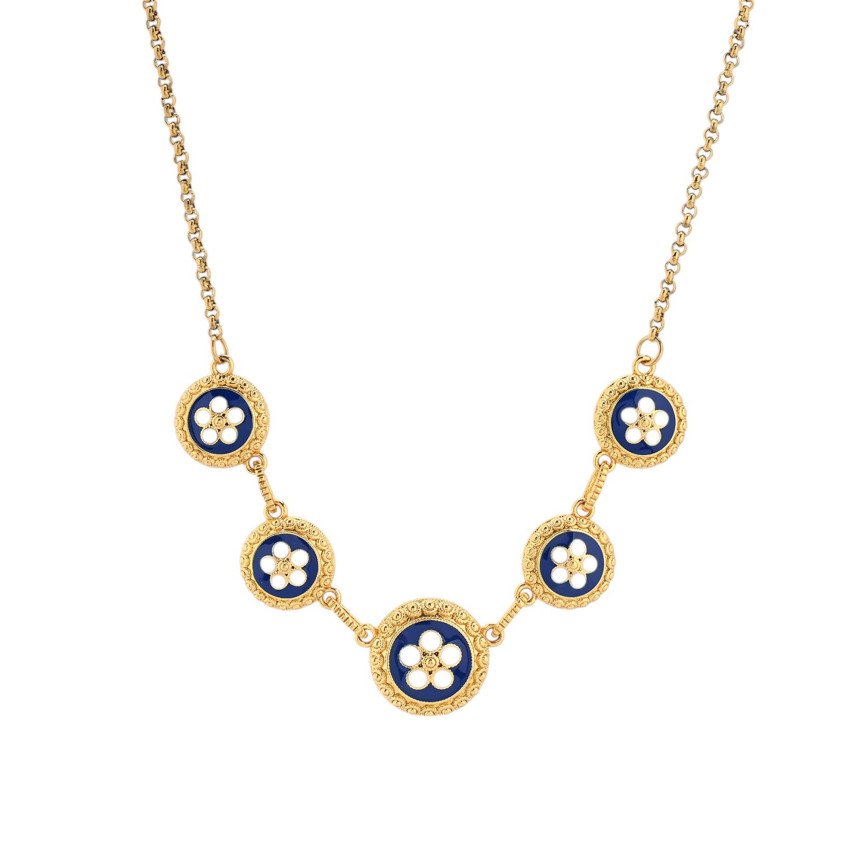 Collier plaqué or 5 fleurs traditionnelles GB