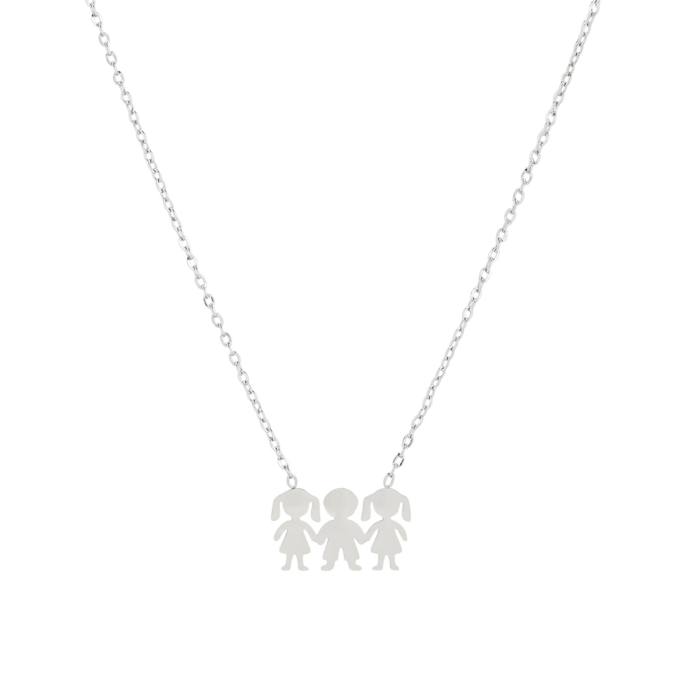 Delicate necklace with two girls and a boy