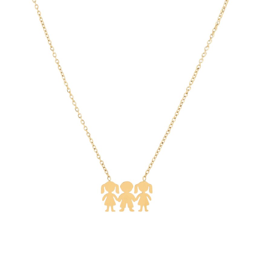 Delicate necklace with two girls and a boy