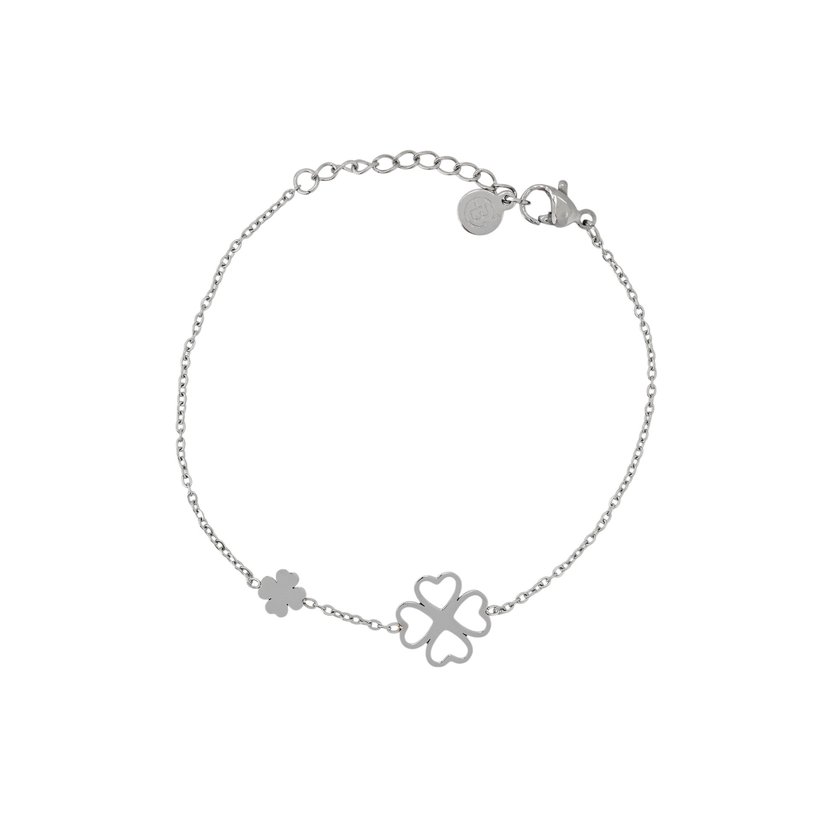 Pulseira em aço duplo trevo GB