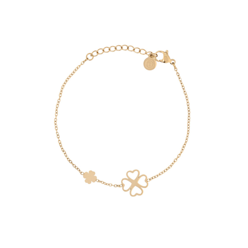 Pulseira em aço duplo trevo GB