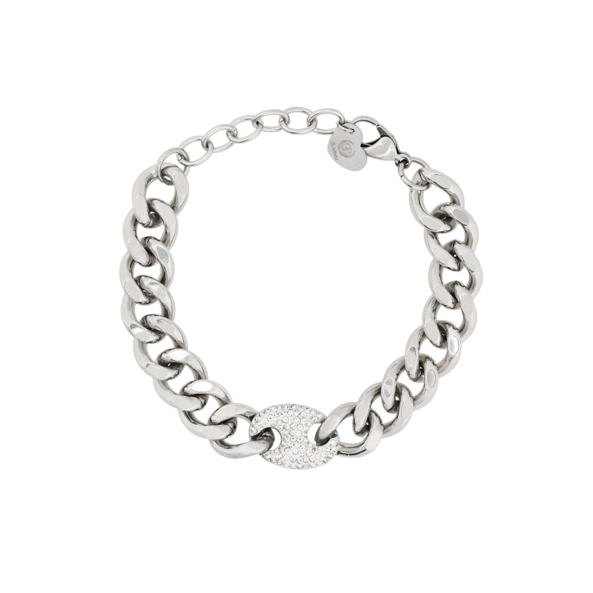 Bracelet acier maille et brilliants GB