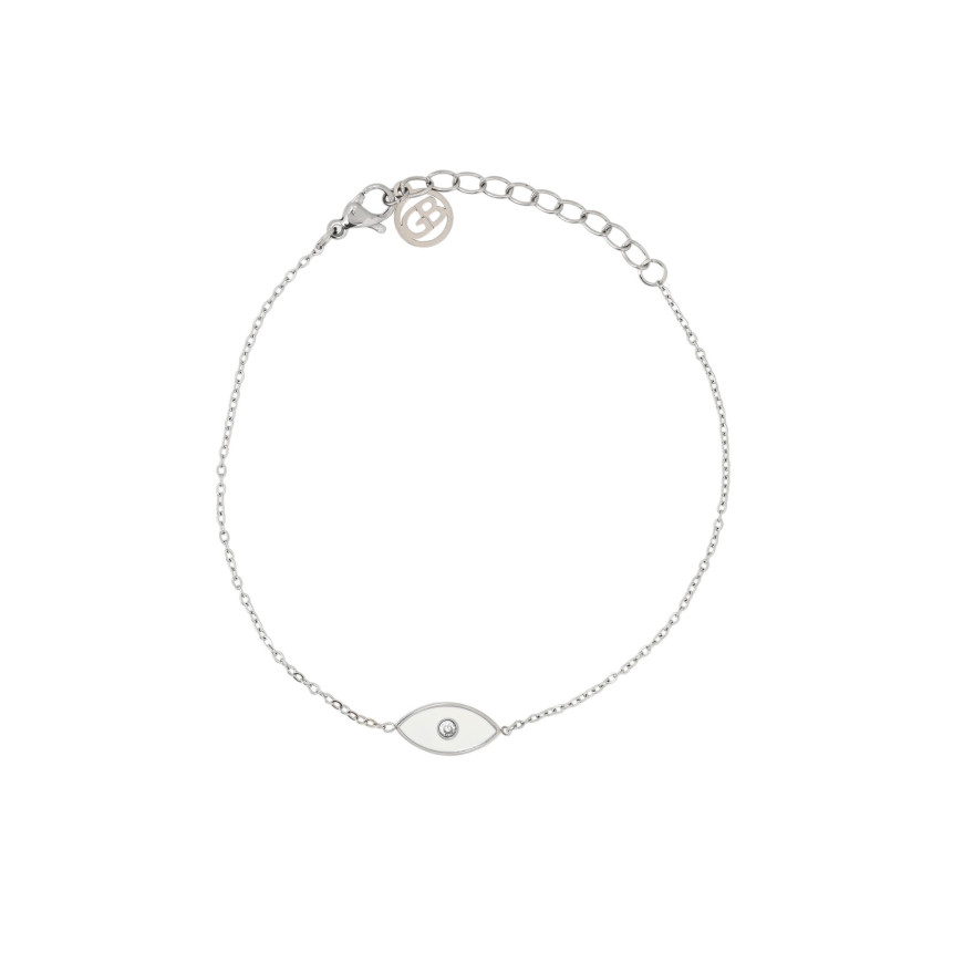 Pulseira em aço olho branco GB