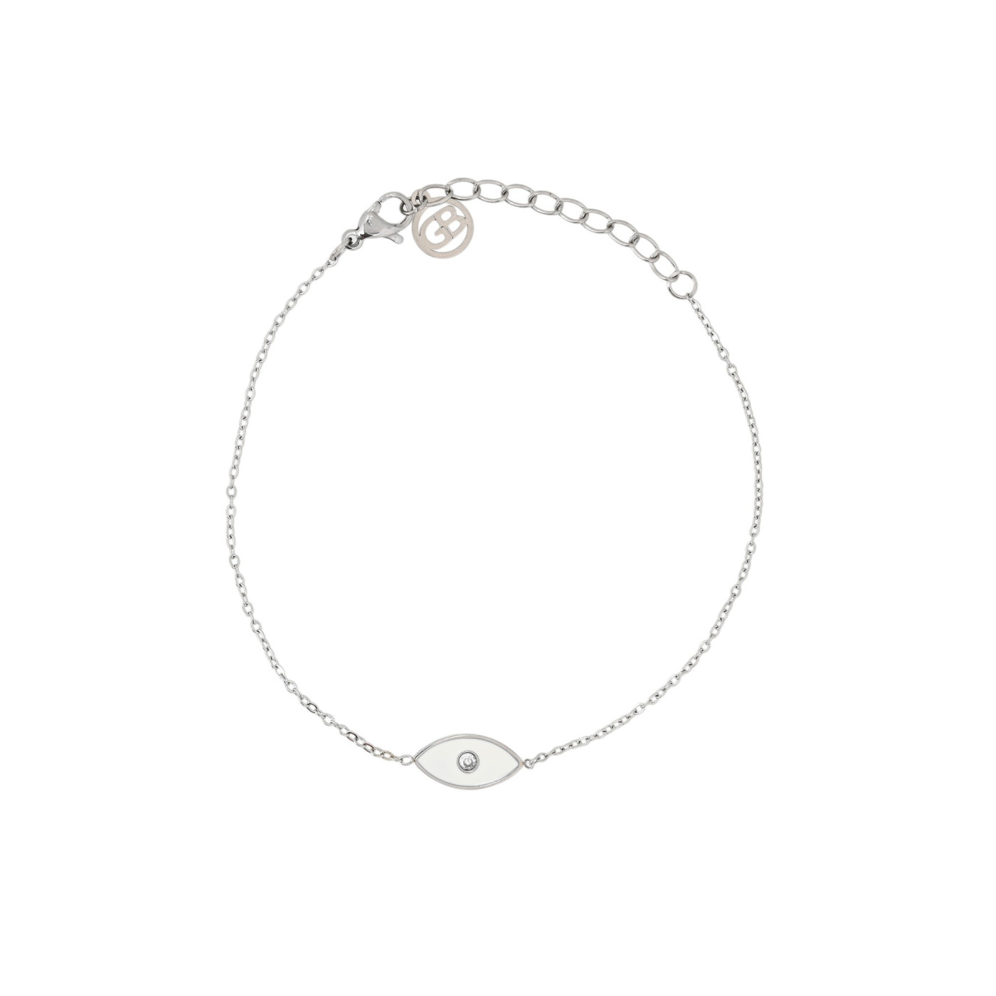 Bracciale in acciaio occhio bianca GB