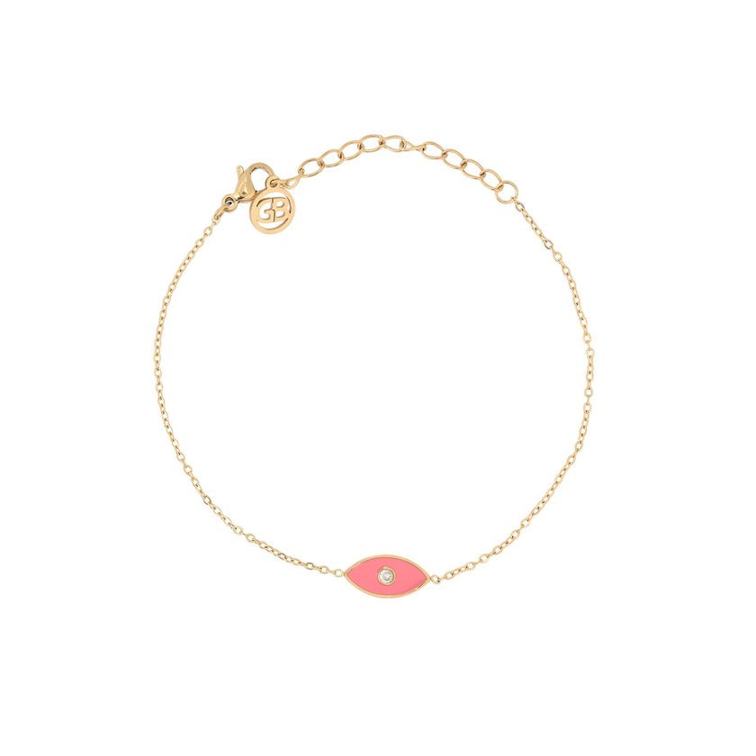 Pulseira em aço olho rosa GB