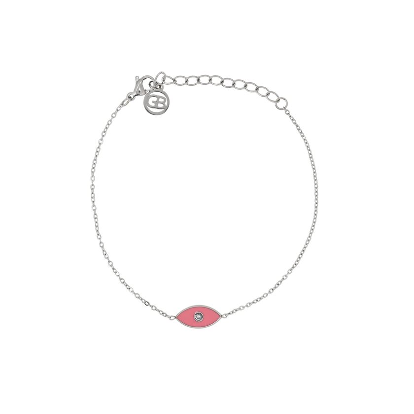 Pulseira em aço olho rosa GB