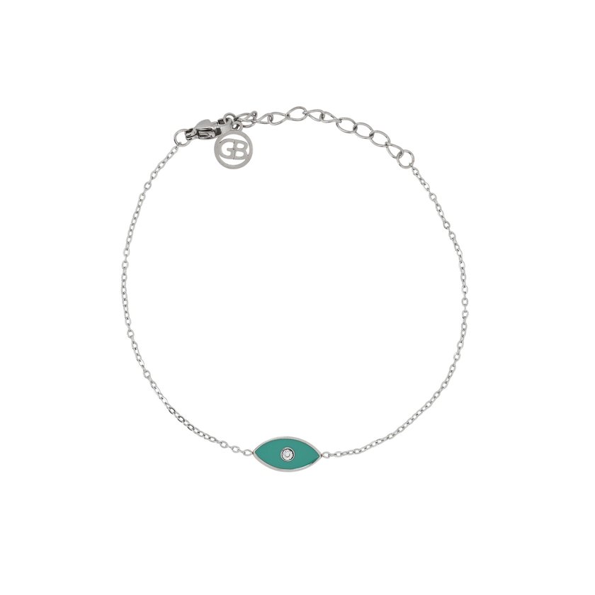 Pulseira em aço olho verde GB
