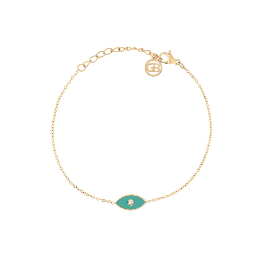 Pulseira em aço olho verde GB