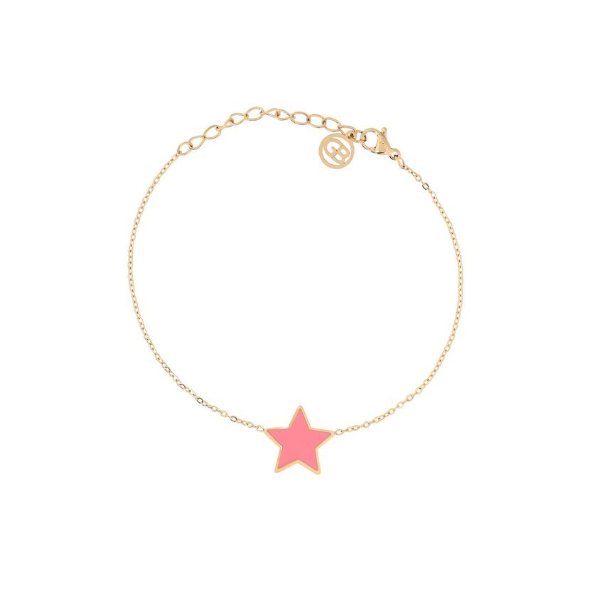Pulseira em aço estrela rosa GB