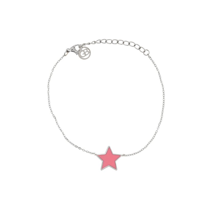 Pulseira em aço estrela rosa GB