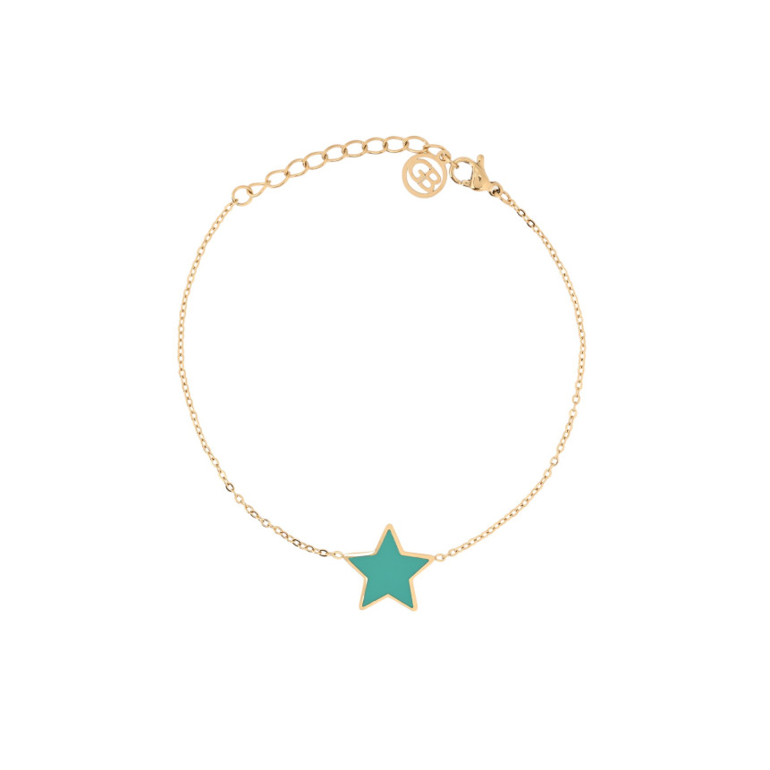 Pulseira em aço estrela verde GB