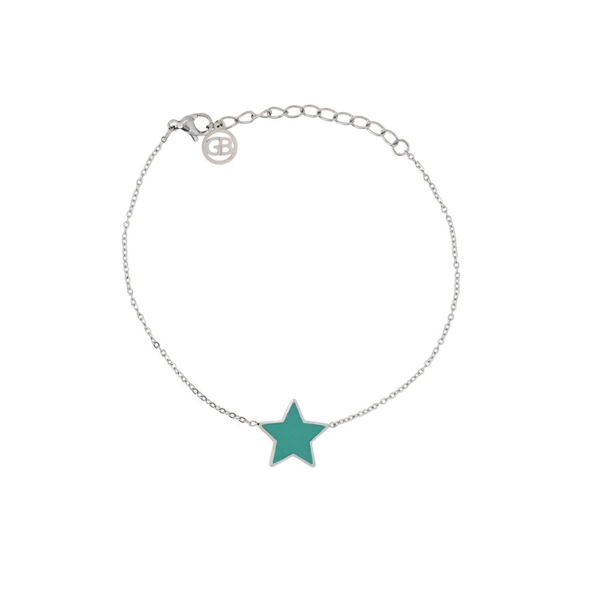 Pulseira em aço estrela verde GB