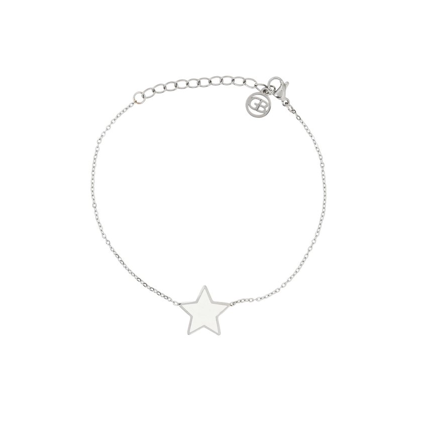 Bracelet en acier étoile blanche GB