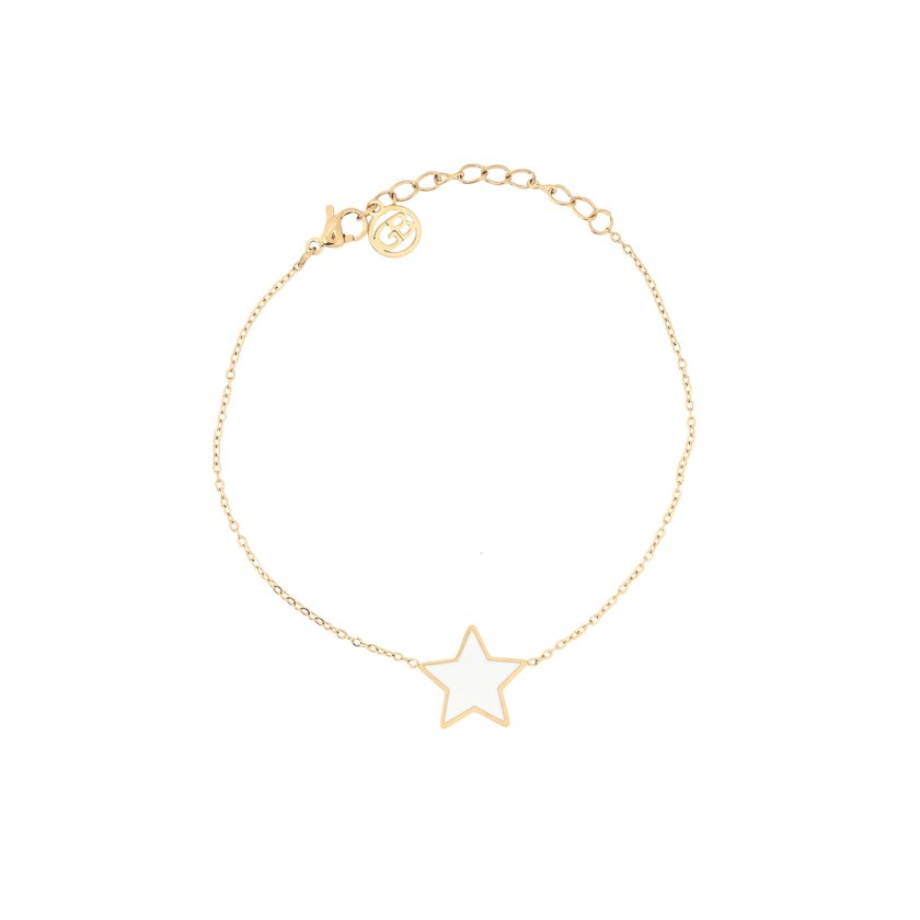 Pulseira em aço estrela branca GB