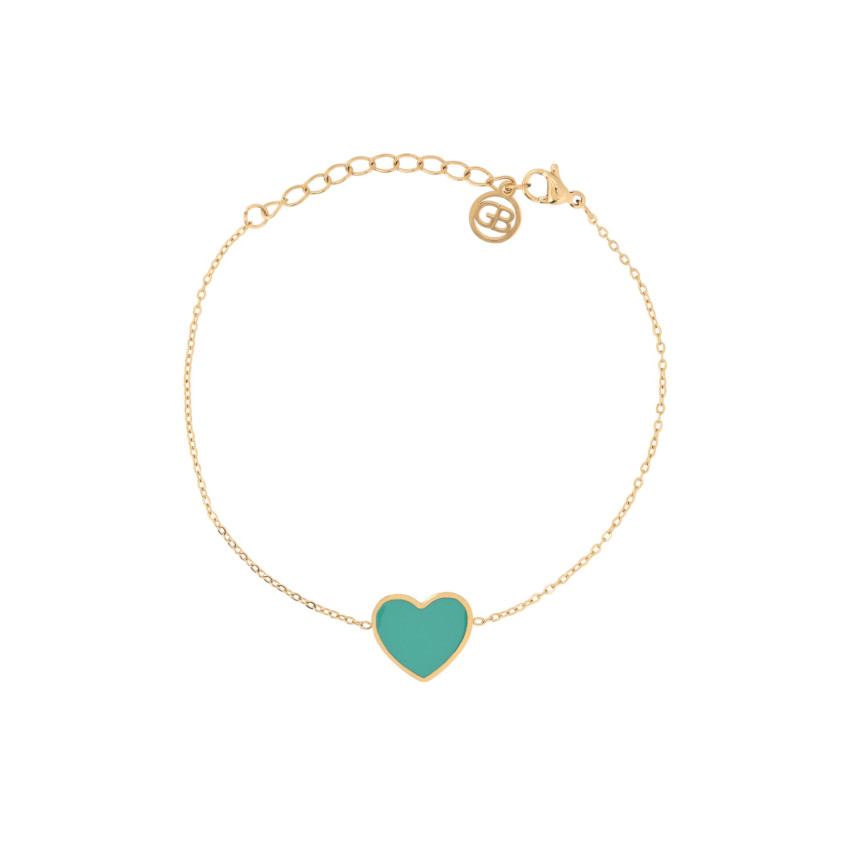 Steel bracelet heart green GB