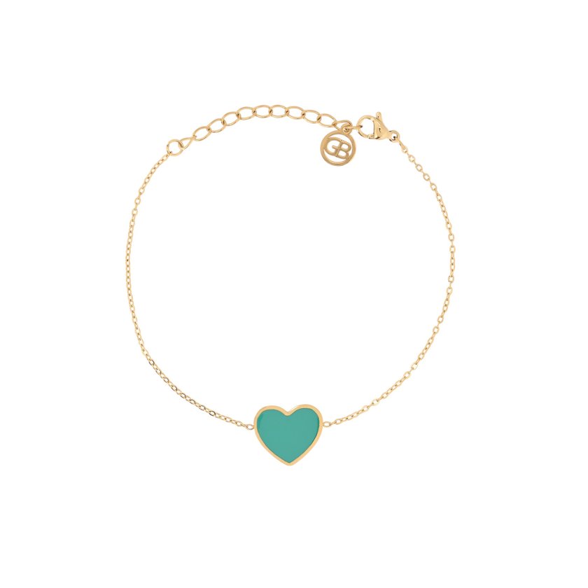 Pulseira em aço coração verde GB