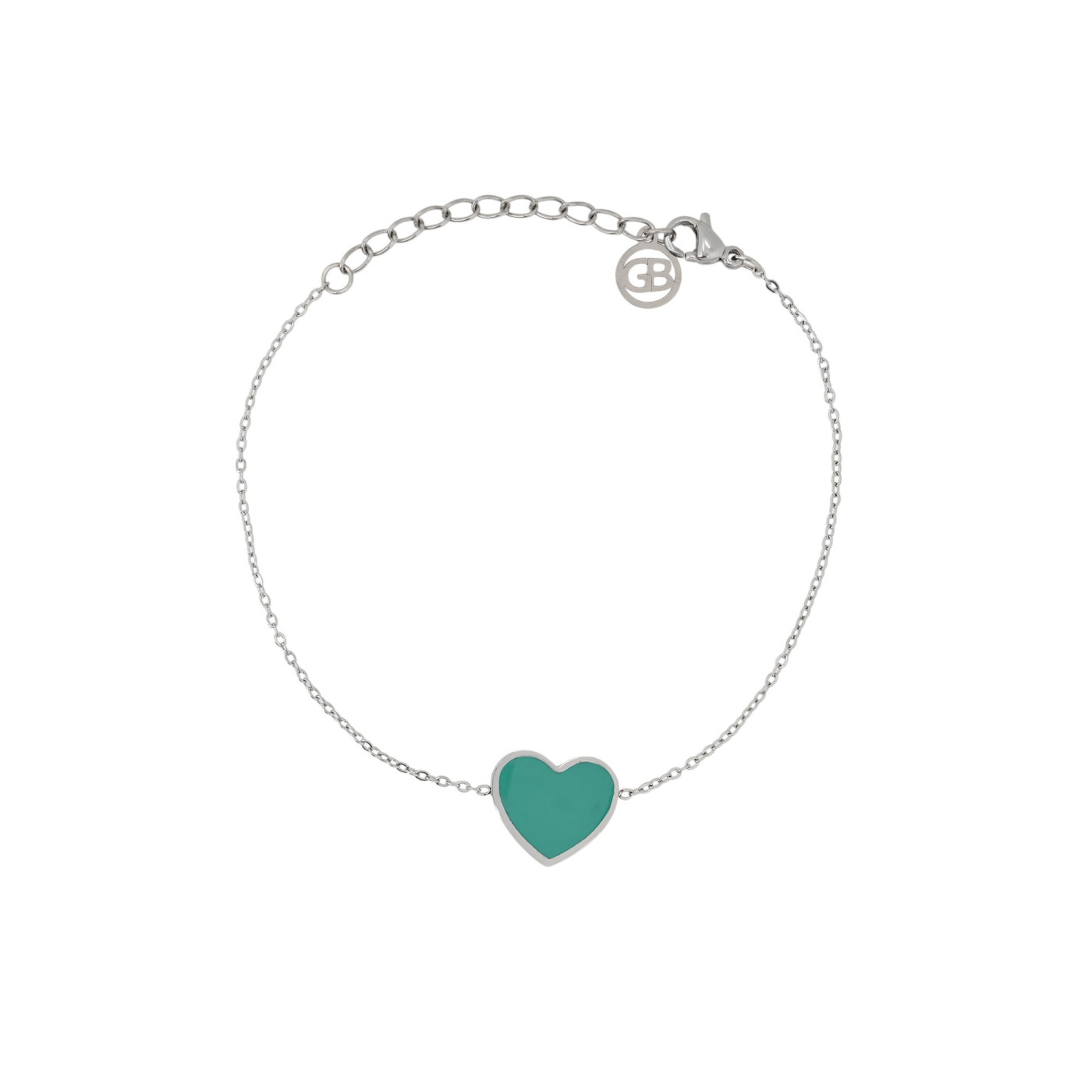 Bracciale in acciaio cuore verde GB
