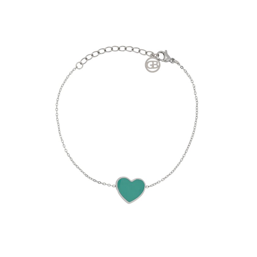 Pulseira em aço coração verde GB