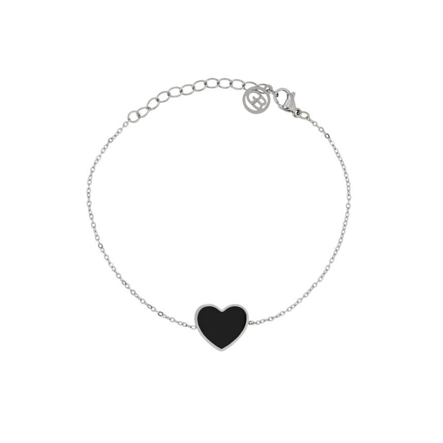 Bracciale in acciaio cuore nero GB