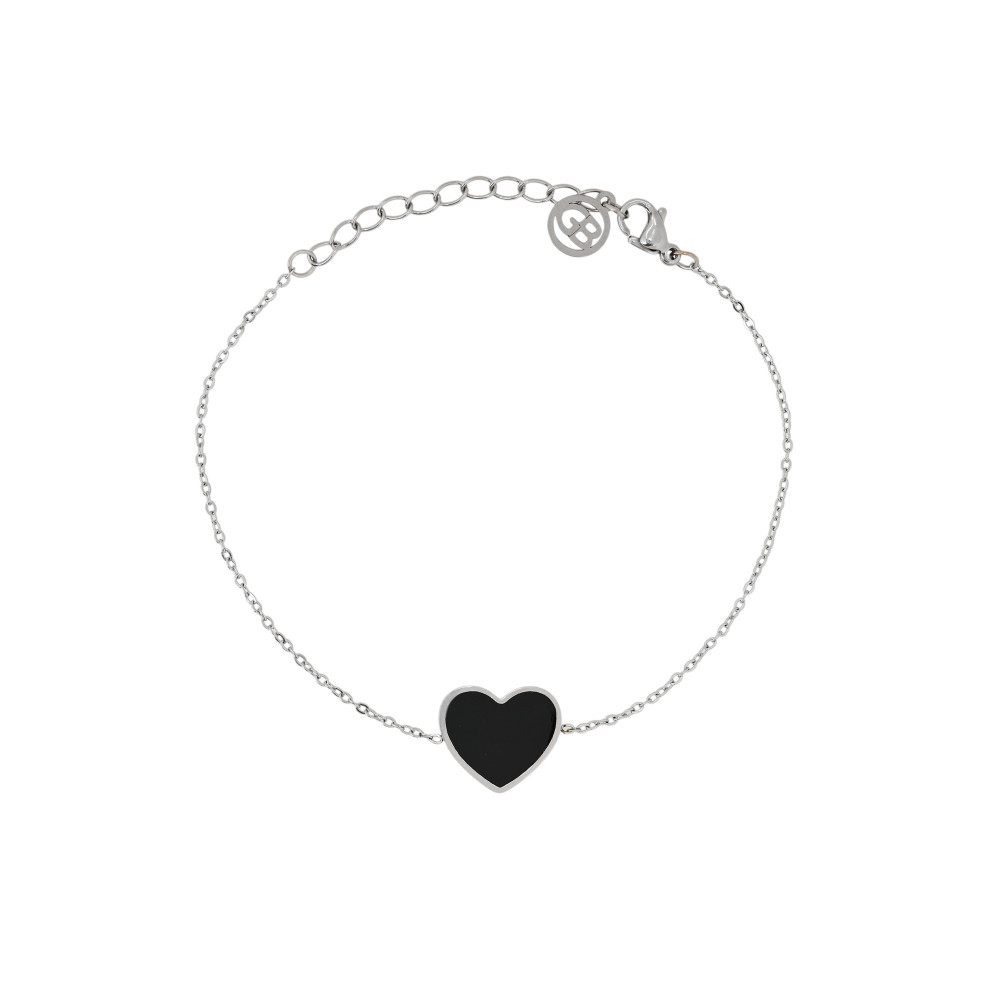 Pulsera en acero corazón negro GB