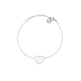 Pulseira em aço coração branco GB