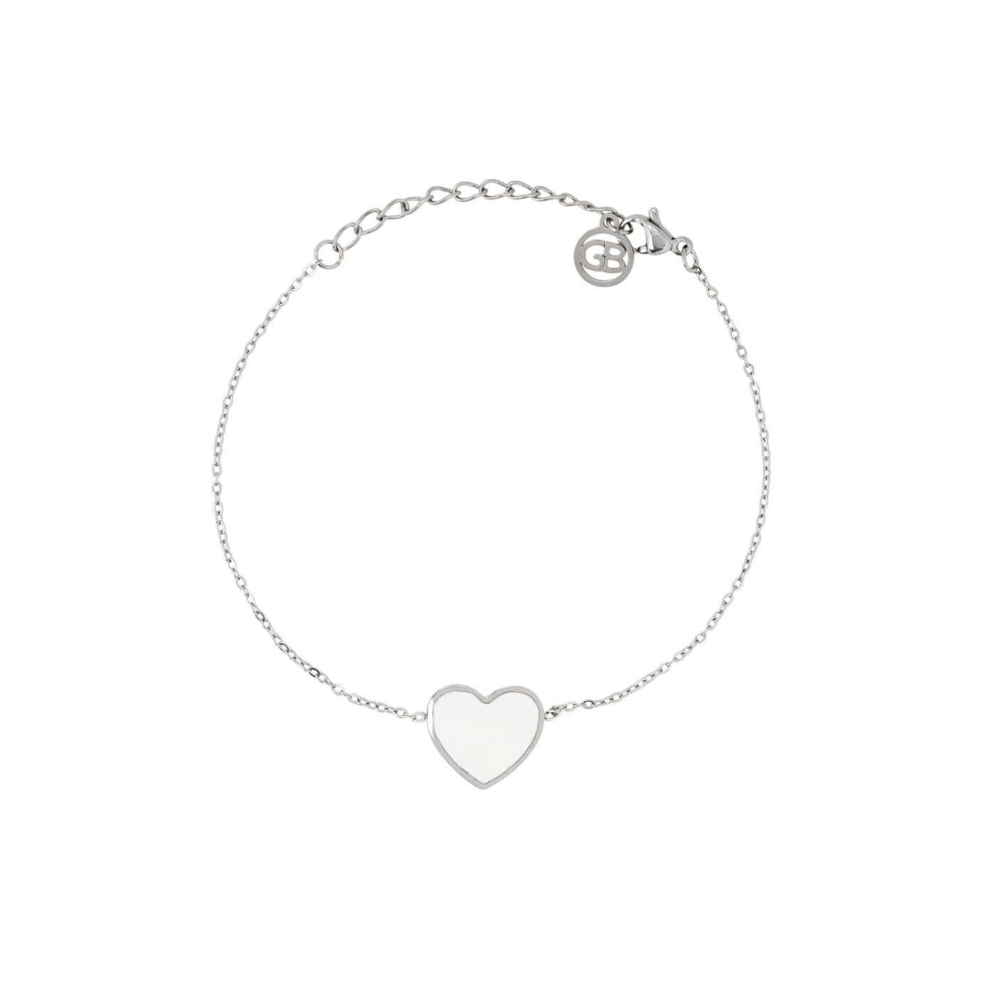 Steel bracelet heart white GB