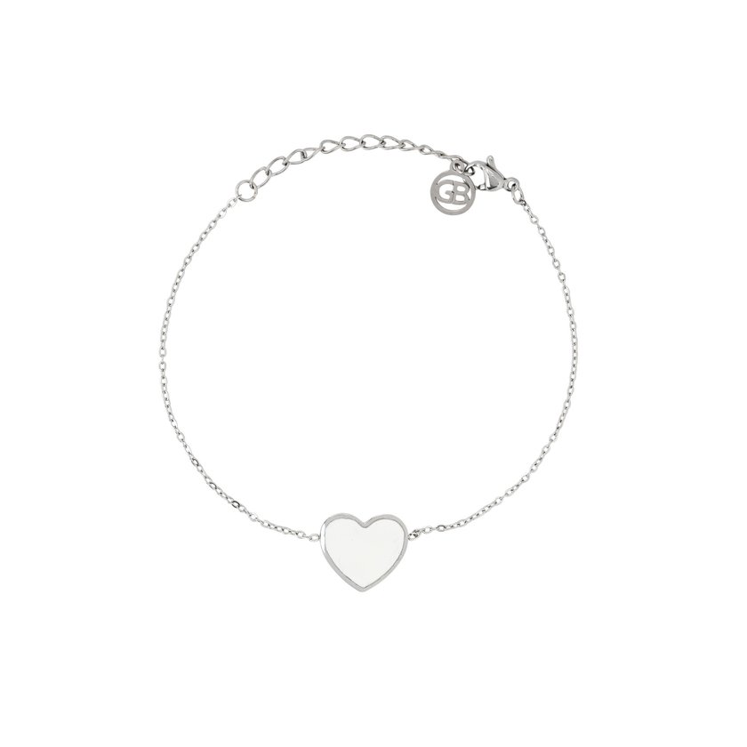 Pulseira em aço coração branco GB