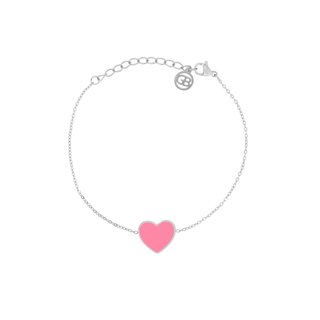 Pulseira em aço coração rosa GB