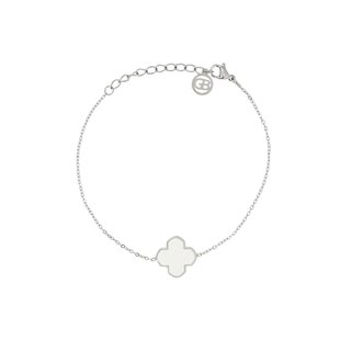 Pulseira em aço trevo branco GB