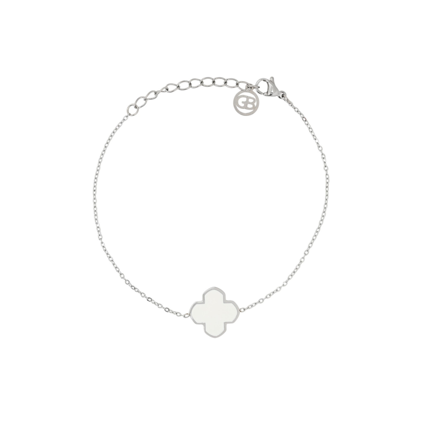 Bracelet en acier trèfle blanche GB