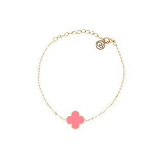 Pulseira em aço trevo rosa GB
