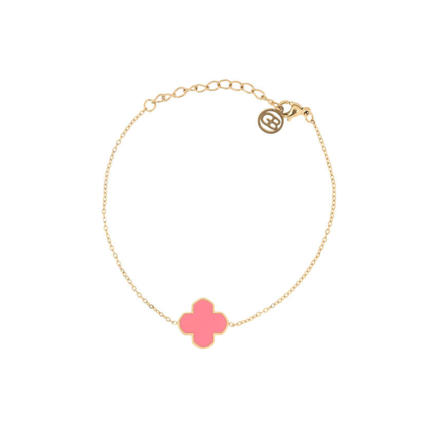 Bracelet en acier trèfle rose GB