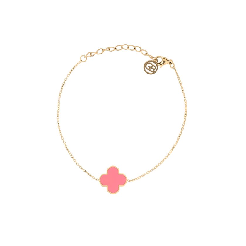 Pulseira em aço trevo rosa GB